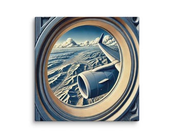 Art Deco Airplane Window Canvas Print: Vintage Aviation Wall Art