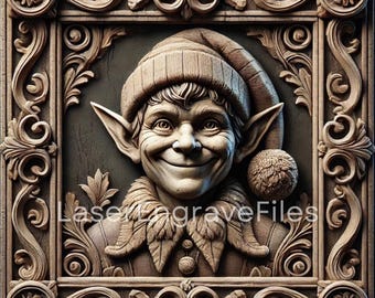 3D Christmas Elf Art: Laser Cut File (SVG, PNG)