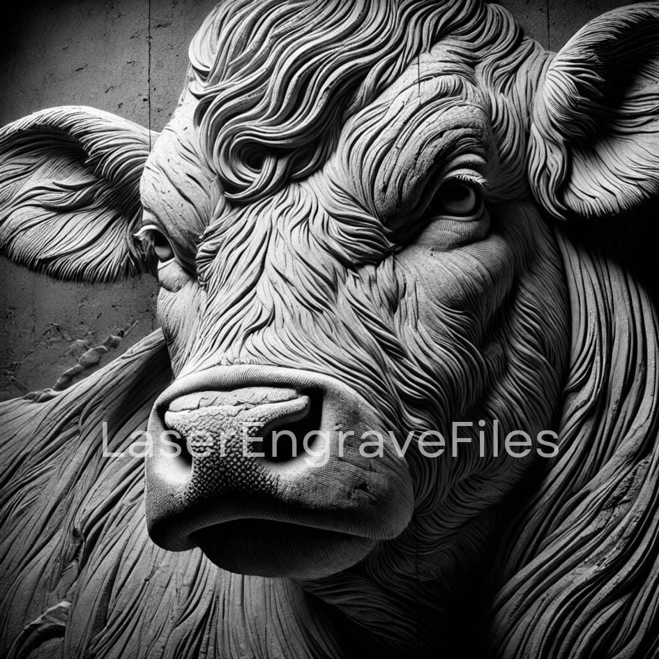 3D Cow Laser Engraving File: Wood & Slate Coaster Design (SVG, PNG) - Etsy