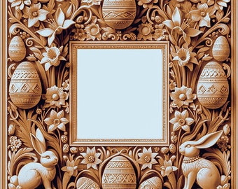 Lasercut File | Easter | 3D Engrave Wood Art Picture Frame with Stand | svg | png | xcs | xTool | Glowforge | LightBurn | RDWorks | OMTech