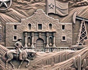 3D Alamo Laser Engraving Files: Slate Coaster SVG, PNG (Digital Download)