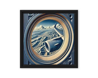 Art Deco Airplane Window Canvas Print: Aviation Wall Art
