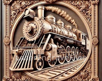 3D Train Laser Cut File: Wood & Slate Engraving (Digital Download)
