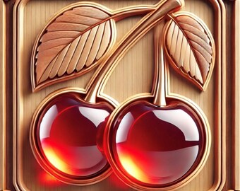 Red Cherries Canvas Art: Mid-Century Modern Kitchen Wall Decor