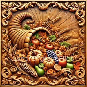 File SVG da scaricare digitalmente per incidere il legno - File laser 3D Fall Autumn Cornucopia - I più venduti digitali File Glowforge per la stampa 3D
