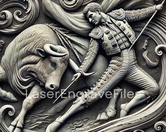 Bullfight Matador 3D Laser Cut File: Wood Engraving (Digital Download)