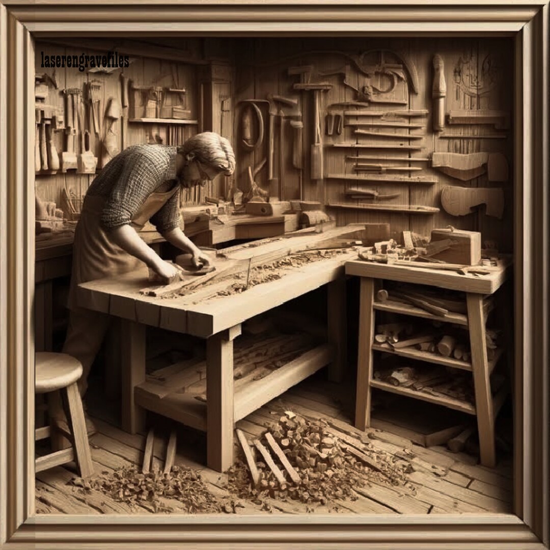 Carpenter 3D Laser Cut File: Woodworking Art (SVG & PNG) - Etsy