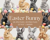 20 Style Watercolor Easter Bunny Clipart for Greeting Card for Wedding Custom Card Print Design Rabbit T Shirt Print Wall Art Decorative