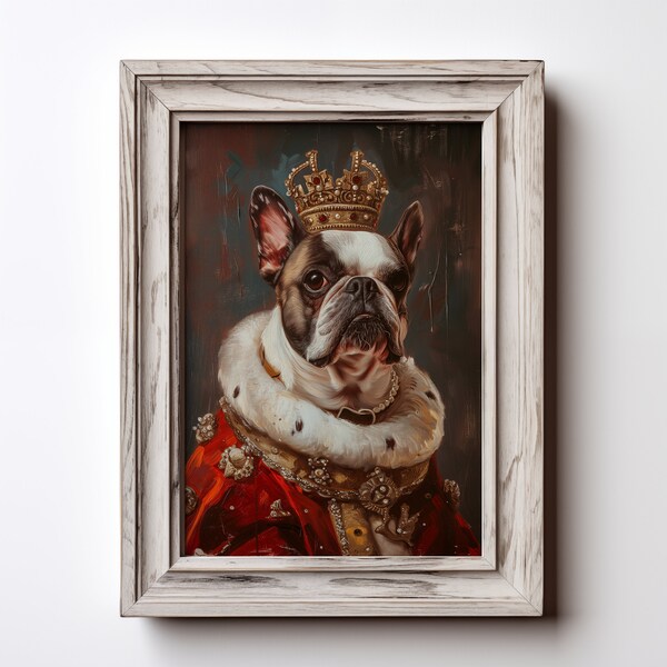 Dog King | Animal Theme Art | Royal Dog | Animals Wearing Clothes | Dog Portrait | Animal Print Decor | Royal Wall Art