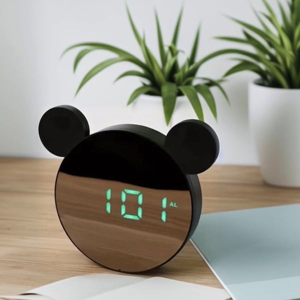 Mickey-Wecker – mausförmige elektronische Uhr – Disney-LED-Geschenk – digitaler Wecker mit USB Minnie – Disney-Geschenk