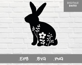 Plotterbestand Paashaas met bloemen / vectorbestand Paashaas / bestand voor Silhouette / bestand voor Cricut / bestand voor Brother