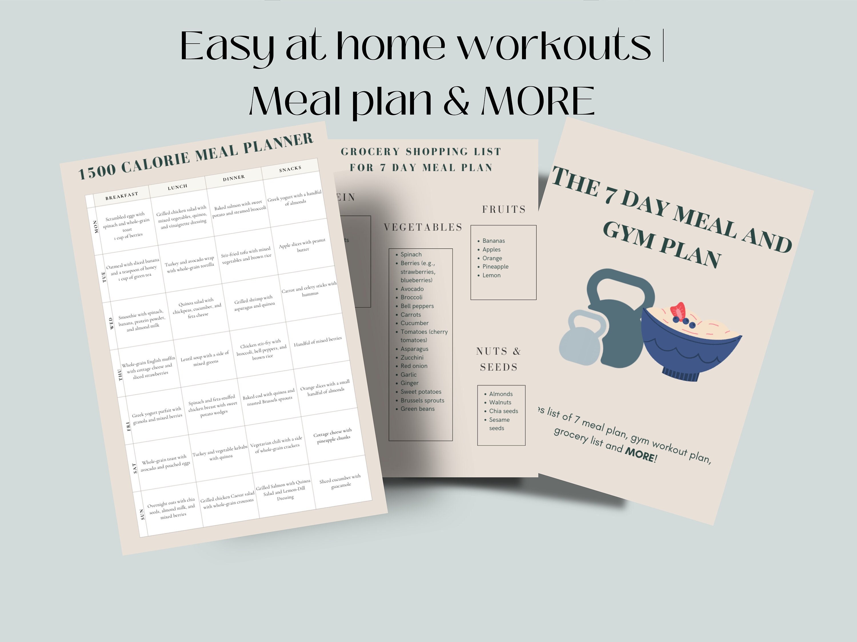 Weekly Workout Plan and Meal Printable. Fitness Gym Plan, Workout ...