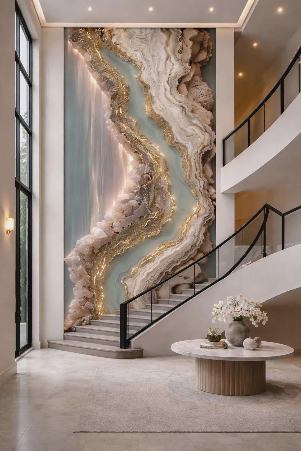 Gold Abstract Wallpaper Peel and Stick | Metallic Fluid Art Wall Mural ...