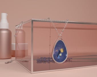 Collar con colgante del zodiaco Acuario: amuleto de agua celestial