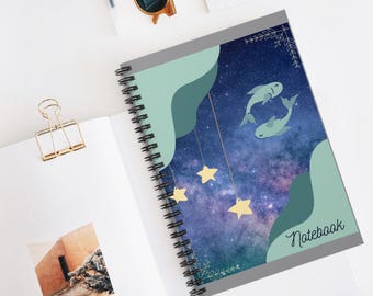 Pisces Zodiac Spiral Notebook: Celestial Fish Journal