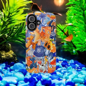 Summer Collage Phone Case, Mediterranean Pop Art Design, iPhone & Samsung ,Vibrant Orange  Blue Aesthetic Cover