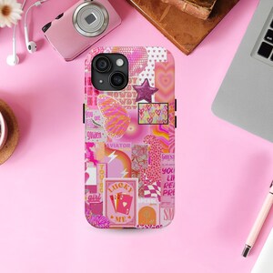 Coquette collage phone case, Stamp phone case, Scrapbook, for iPhone 16 15 14 13 12 11 Pro Max 8 Plus X, Samsung Galaxy