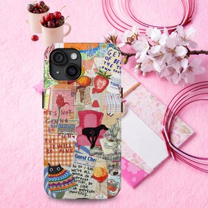 Colorful Coquette Collage Phone Case, Retro Vibes for, iPhone 16 15 14 13 12 11 Pro Max 8 Plus X, Samsung Galaxy S24 S23 S22 S21