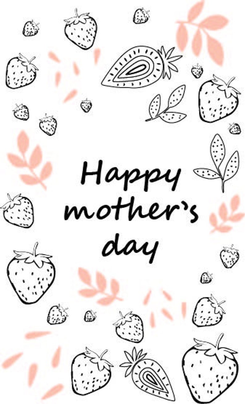 Printable Mother's Day Card Template, Happy Mother's Day, Strawberry, Instant Download - Etsy