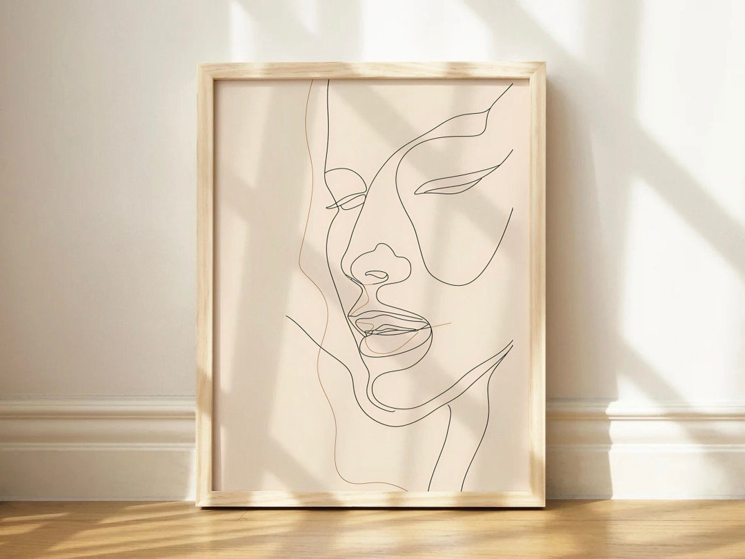 Minimalist Abstract Female Face Poster - Continuous Line Art Print ...