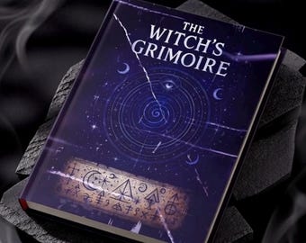 The Witch’s Grimoire Hardcover Book | Moon Magic, Protection Rituals & Smoke Cleansing Guide