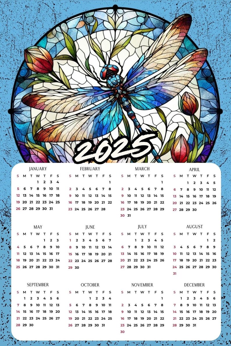 Calendar, Calendar 2025, Fridge Calendar, Dragonfly Calendar