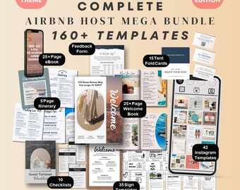 Airbnb Host Bundle, Beach Theme Welcome Book, Rental Home Welcome Bundle, Airbnb Templates, Airbnb Signs, Vacation Home, Welcome Book, VRBO
