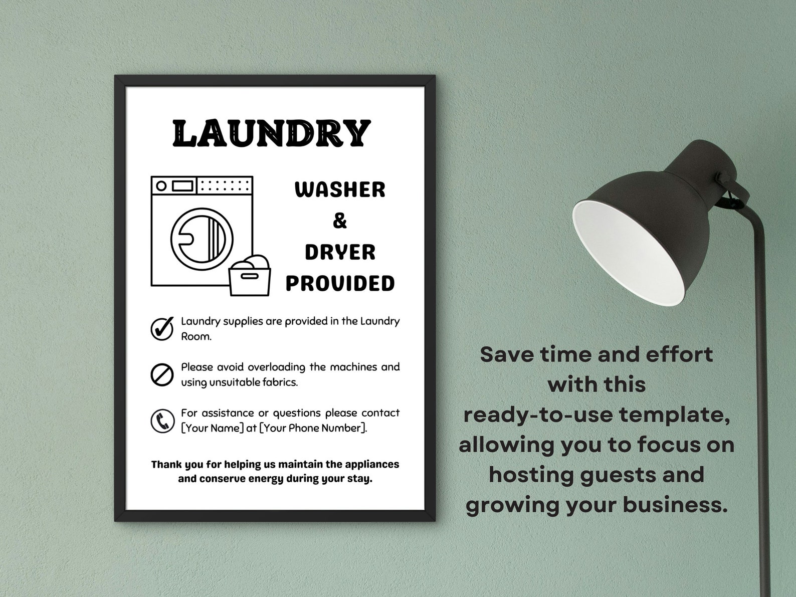 Laundry Room Sign, Airbnb Sign, VRBO Sign, Airbnb Laundry Rules Sign ...
