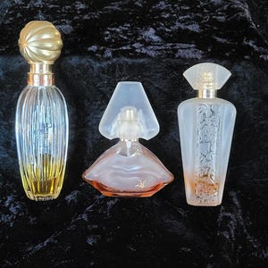 Three Partially Filled Vintage Perfume Bottles Givency, Dali, Valentino