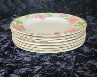 Set of 7 Franciscan Desert Rose Dinner Plates - Made in England