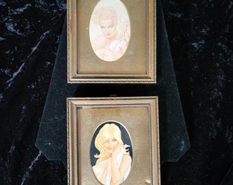 Set of Two Vintage Picture Frames with Brass Matte
