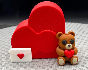 HEART Container with Jiggly love Bear and Love Letter - Valentines Day Gift Box