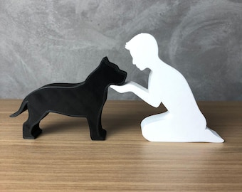 Boy and His Dog. Shelf Decoration Figure - Choose Your Breed.