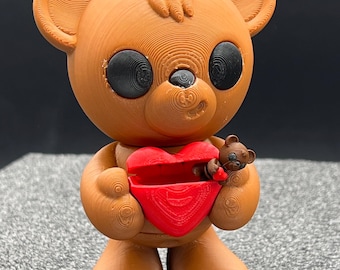 Valentine Teddy Bear with Heart Compartment & Mini Bear