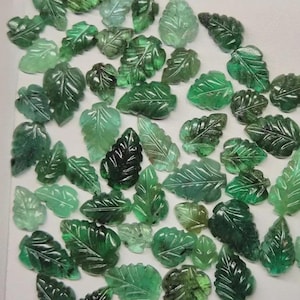 Natural Emerald Carved Leaf Shape Beads Emerald Leaf Carving beads Emerald Gemstone Carved Leaf Beads Emerald briolette carving Beads
