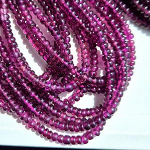 Natural Rhodolite Garnet Smooth Rondelle Beads | 16 Inch Strand Rhodolite Garnet Beads | Wholesale Garnet Beads For Jewelry Making Necklace