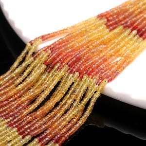 AAA+ Natural Yellow Sapphire Faceted Rondelle Beads | Yellow Sapphire Shaded Gemstone Beads | Songia Sapphire Beads | Wholesale beads