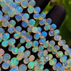 AAA Ethiopian Opal Smooth Teardrop Shape Beads 4x5-8x10 mm Ethiopian Opal Plain Pear Shape bead Opal Plain Drops Beads Fire Opal Beads