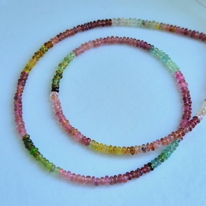 Multi-toermalijn edelsteenkralen: 3 mm gladde rondelle, 13 inch streng