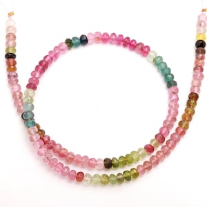 Top Quality Multi Tourmaline Faceted Rondelle Beads | 4mm Natural Tourmaline Shaded Crystal | Pink/Yellow/Green Tourmaline Gemstone Line