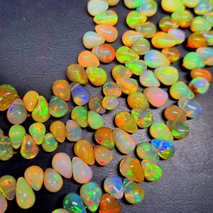 AAA++ QUALITY~~High Grade~~Stunning Ethiopian Opal Smooth Teardrop Beads Necklace Opal Drops Briolettes Wholesale Opal Teardrop Fire Beads.