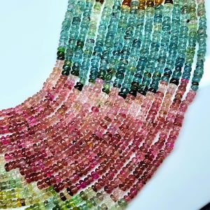Watermelon Tourmaline Beaded Necklace: Multi-Tourmaline Rondelle Beads