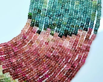 Watermelon Tourmaline Beaded Necklace: Multi-Tourmaline Rondelle Beads