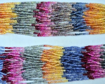 Multi Sapphire Rondelle Beads: Faceted Gemstone Jewelry Making (2x2.5 MM)