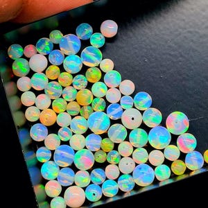 Opal Balls AAA Grade Opal Beads Drilled, Opal Balls Beads, Loose Opal Balls, Natural Ethiopian Opal, Round Shape Opal For Necklace