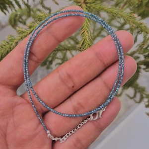 Perline rondelle sfaccettate con diamanti blu AAA+ da 1,8 a 2,4 mm Gioielli con diamanti blu naturali al 100% di alta qualità, regalo personalizzato fatto a mano minimalista