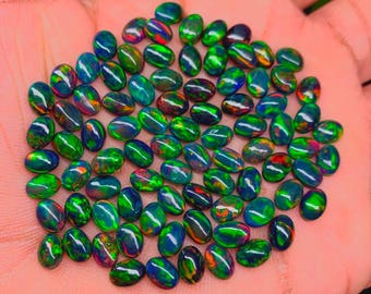 Ethiopian Black Opal Cabochon Lot: AAA+ Grade Mix Shape Fire Opal