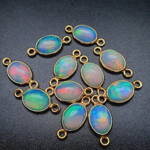 Opal Charms Sterling Solid 925 Silver Charms Black Opal Connector, Opal Charms, Ethiopian Opal Pendant Necklace for Jewelry Making