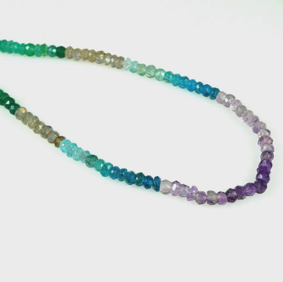 Collana Con Perline Di Pietre Preziose Sfaccettate Rondelle - Foto 10