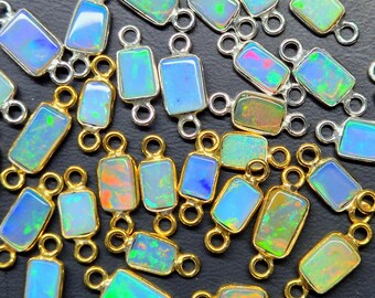 Ethiopian Opal Connector: Sterling Silver Charms for Jewelry Making